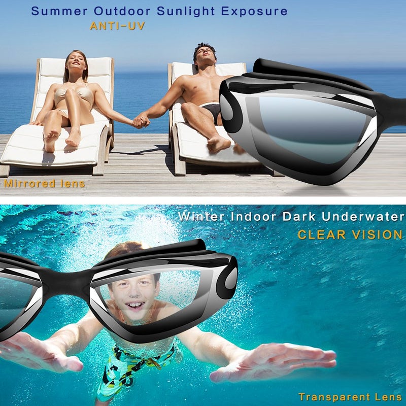 Hurdilen Swim Goggles Swimming Goggles No Leaking with Nose Clip, Earplugs, Swim Cap and Case for Men Women - Image 5